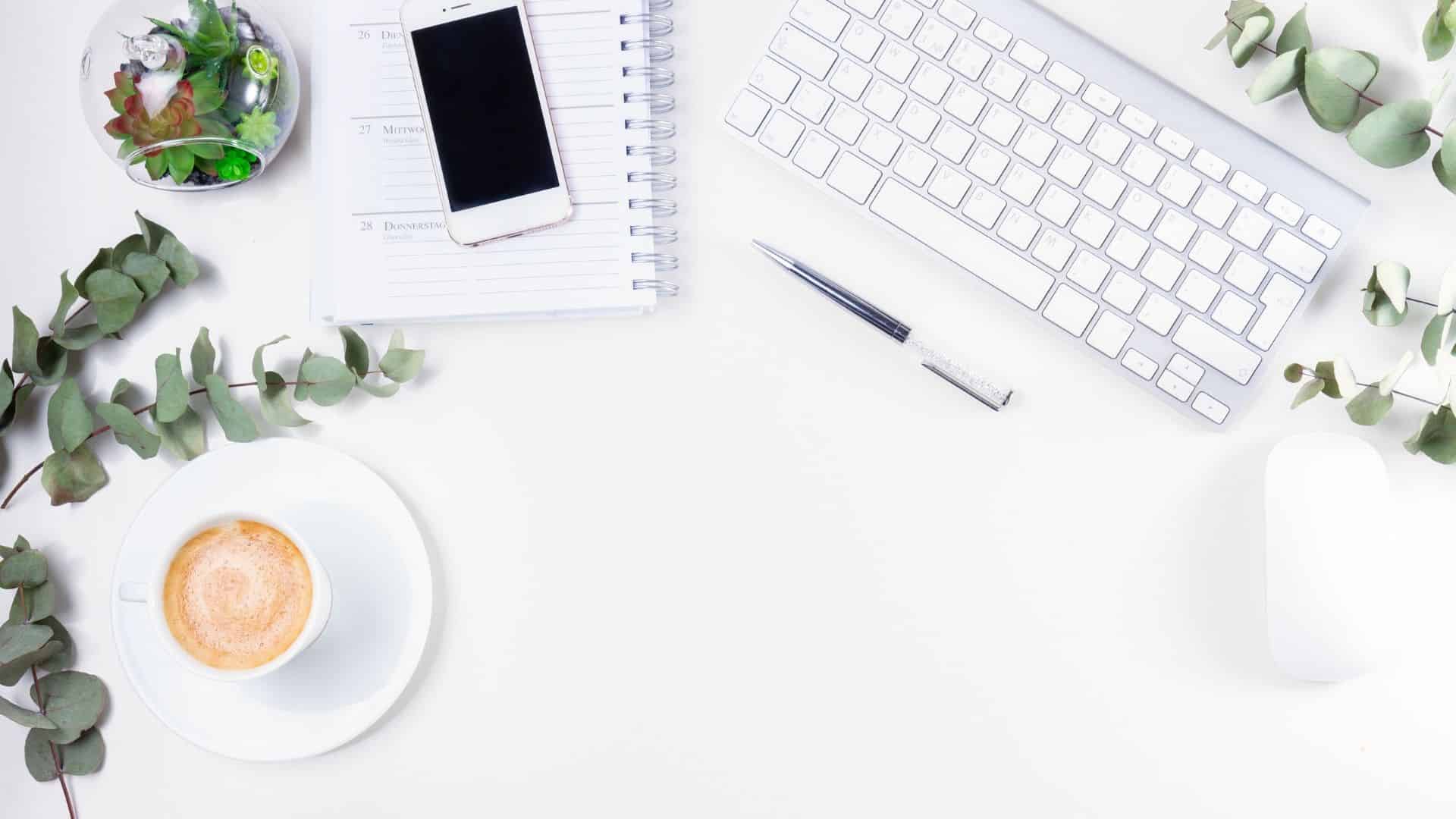 home office laptop coffee cup