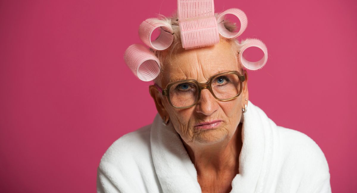 elderly lady in rollers when elderly mother is mean