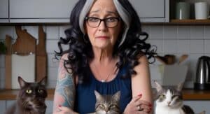 changes in your body after 60 woman sitting at table with cats