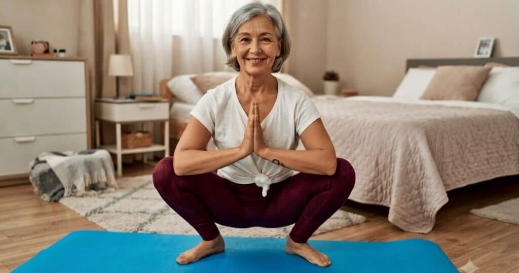 woman doing deep resting squat