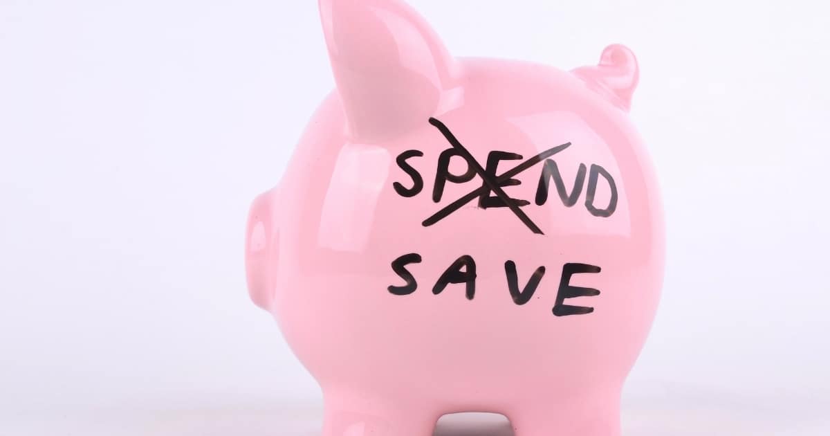 stop wasting money pink piggy bank